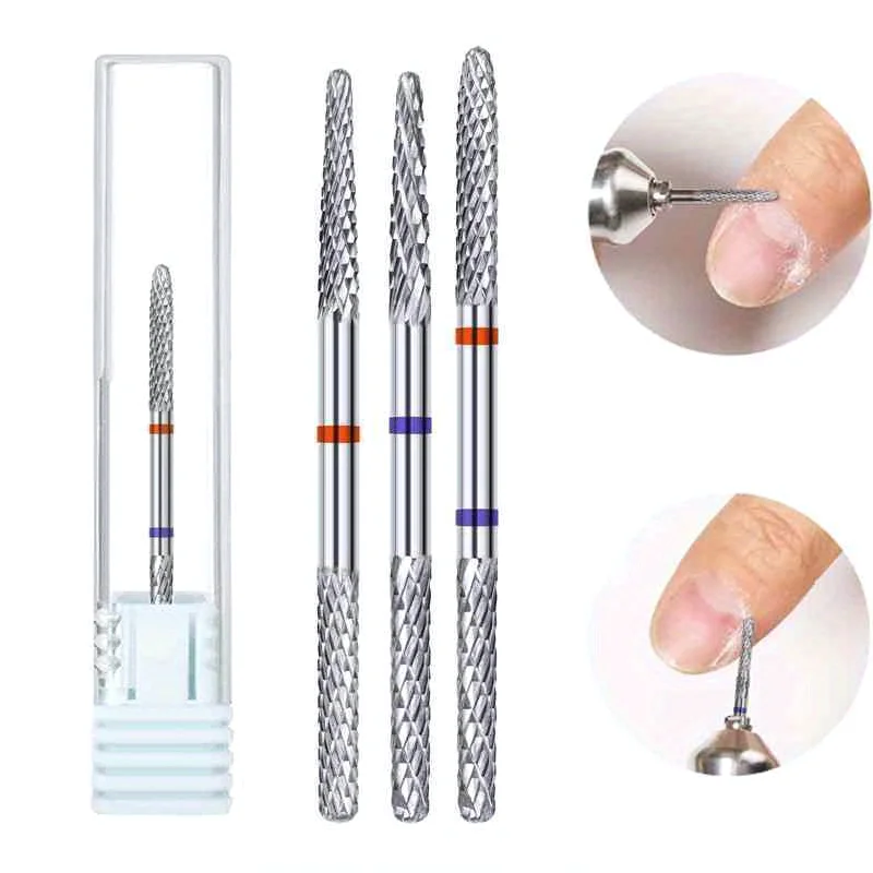 Multifunction Under Nail Drill Bit Double Ends Tungsten Carbide Sharp Nail Gel Remove Exfoliator Peeling