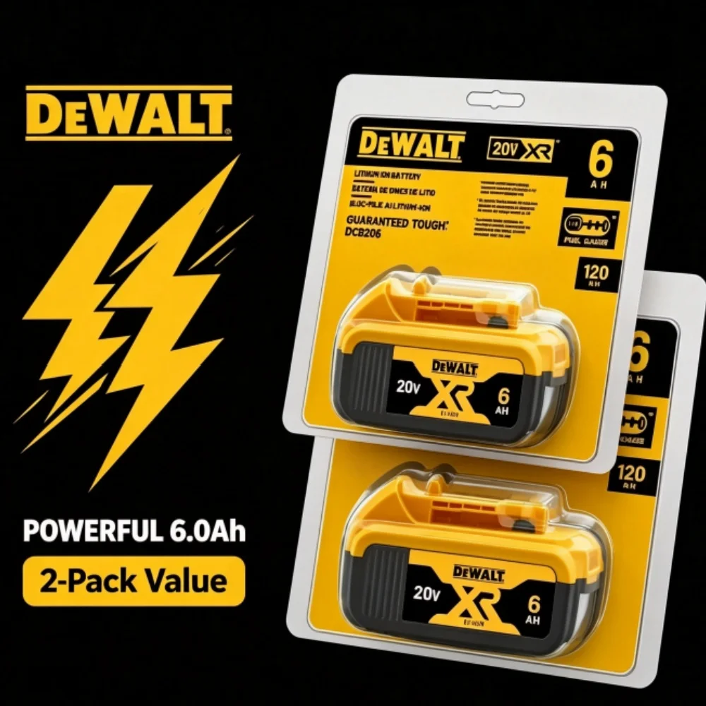 DeWALT 20V MAX FlexVolt Battery 5Ah/6Ah Power Tool Compatible with DCB606 DCB205 DCB206 DCB209 DCB182 DCF512 with Charger