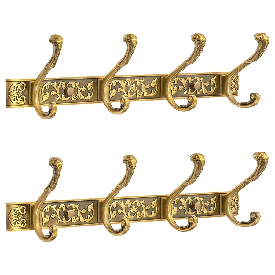 

Vintage Coat Rack Wall Mount, Decorative Wall Coat Rack with 4 Hooks for Hanging Key Purse Hat Robe Towel Clothes Unique Hanger