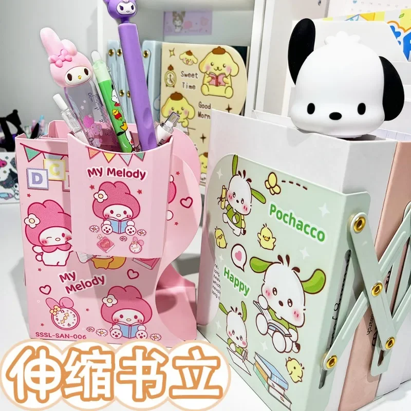 

Настольная Выдвижная Подставка для книг Cinnamoroll Hangyodon Anime Kawaii Sanrio для студентов, милый Kuromi, складная Коллекционная книжная полка, подарки