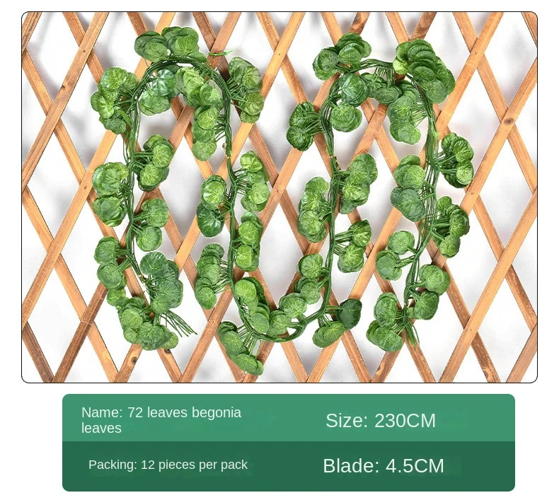 2.1M Artificial Plant Green Ivy Leaf Garland Silk Wall Hanging Vine Home Garden Decoration Wedding Party DIY Fake Wreath Leaves