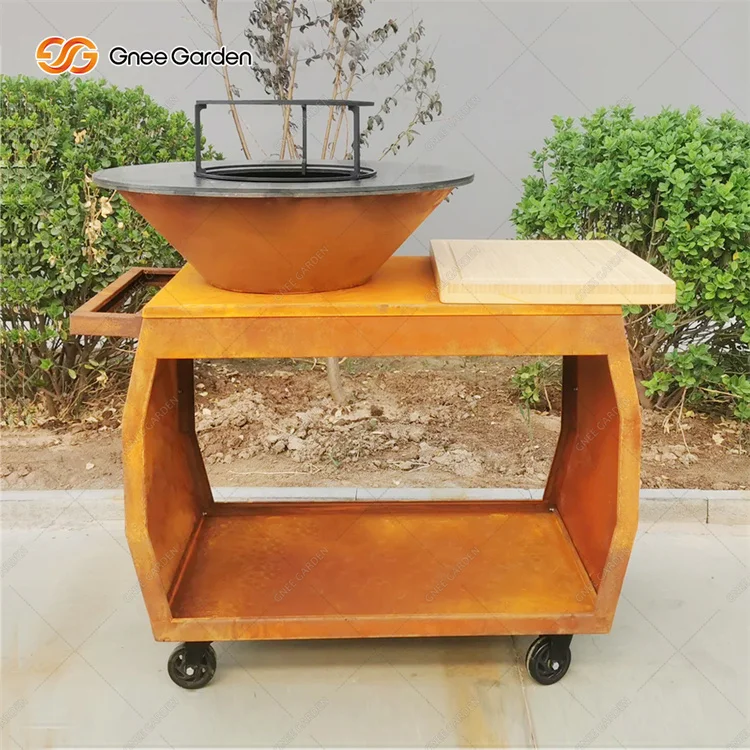 Modern Powder Coated Outdoor Camping Charcoal Fire Pit Corten Steel Barbecue Grill