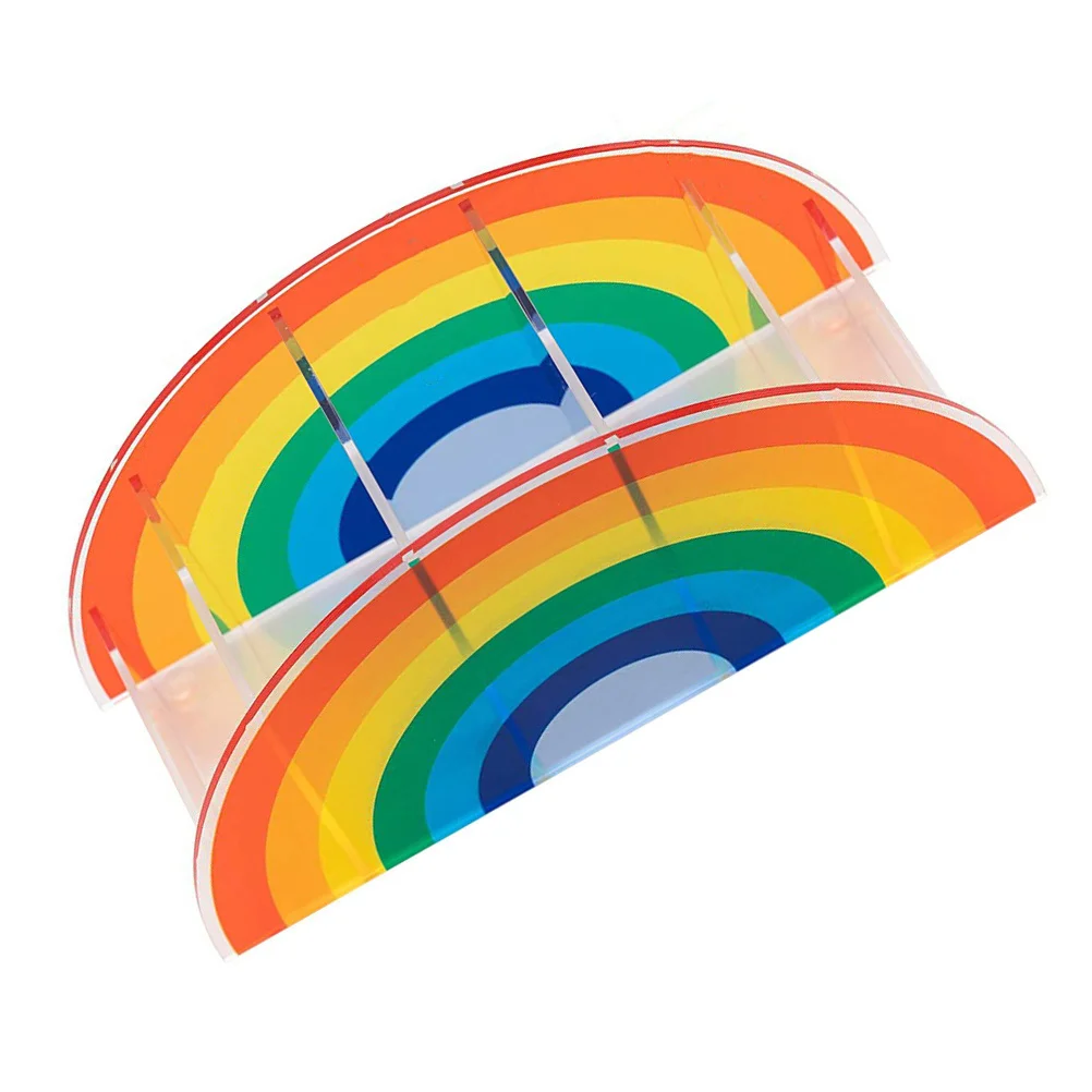 حامل قلم أكريليك صندوق تخزين مدمج متعدد الشبكات منظم سطح المكتب لأشتات كابلات المجوهرات والقرطاسية #3