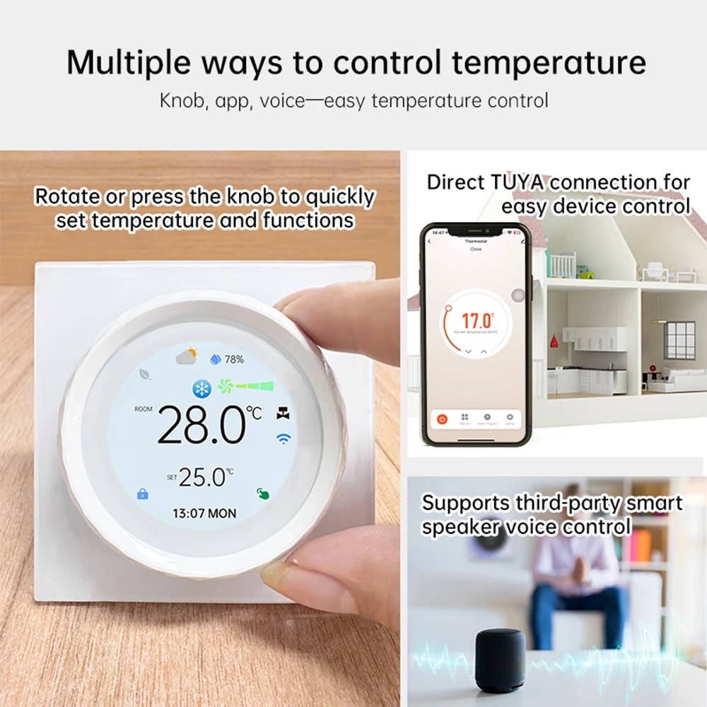 

2025 Tuya Wi-Fi термостат кондиционер контроллер температуры и влажности ЖК-ручка приложение голосовой контроль температуры Google Alexa