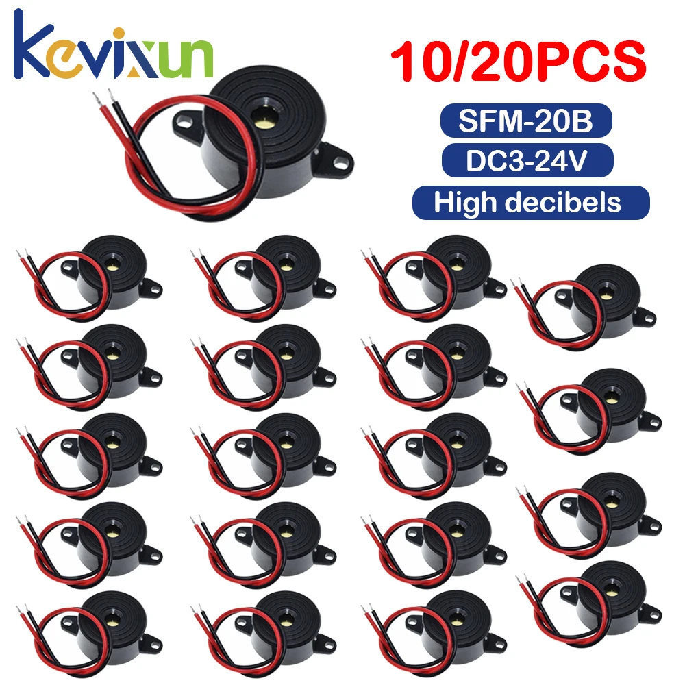 

10/20PCS SFM-20B DC3-24V Durable 3-24V Piezo Electronic Buzzer Alarm 95DB Continuous Sound Beeper For Arduino Car Van