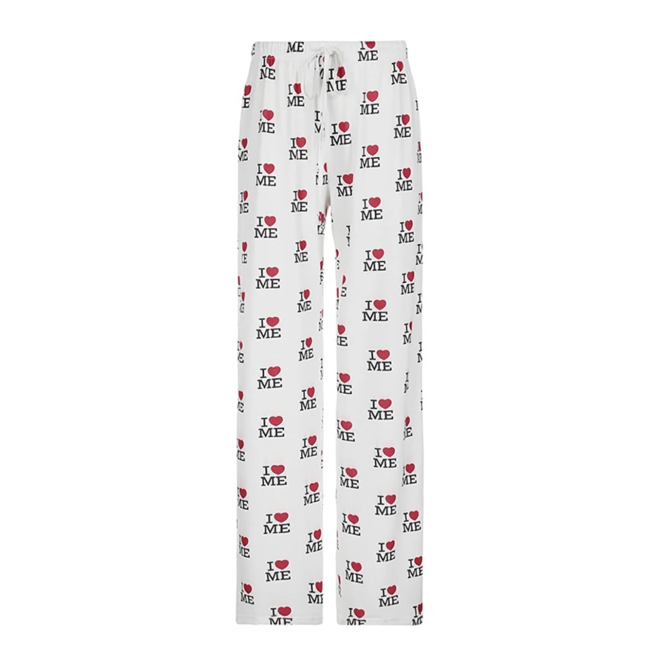 Women Autumn New Letter Printed Loose Casual Pants, Elastic Waist Drawstring Tie Streetwear Trousers