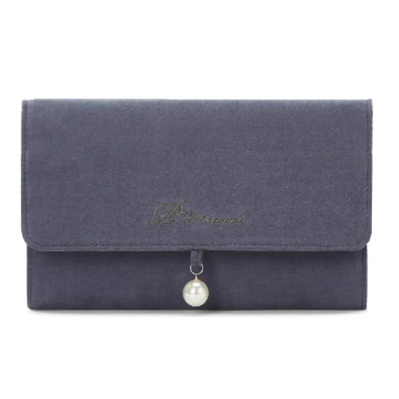 

1 PCS Travel Jewelry Case Organizer Navy Blue Milled Cotton Fabric Travel Jewelry Bag For Necklaces, Rings, Earrings, Bracelets