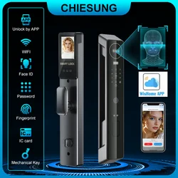 3D Face Recognition Wi-Fi & App Control RFID Card & Passcode Keyless Smart Electronic Door Lock for Aluminum Sliding Doo