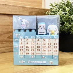 Cinnamoroll My Melody Desk Calendar Building Block Table Top Ten Thousand Year Calendar Sanrio Anime Figure Ornaments Xmas Gift