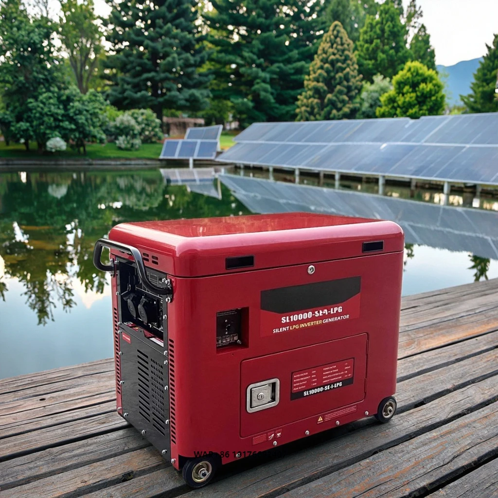 SLONG Brand Inverter Generator Silent lpg Solar 10kw Powered by 1 Cylinder Engine 380V 220V Auto Start