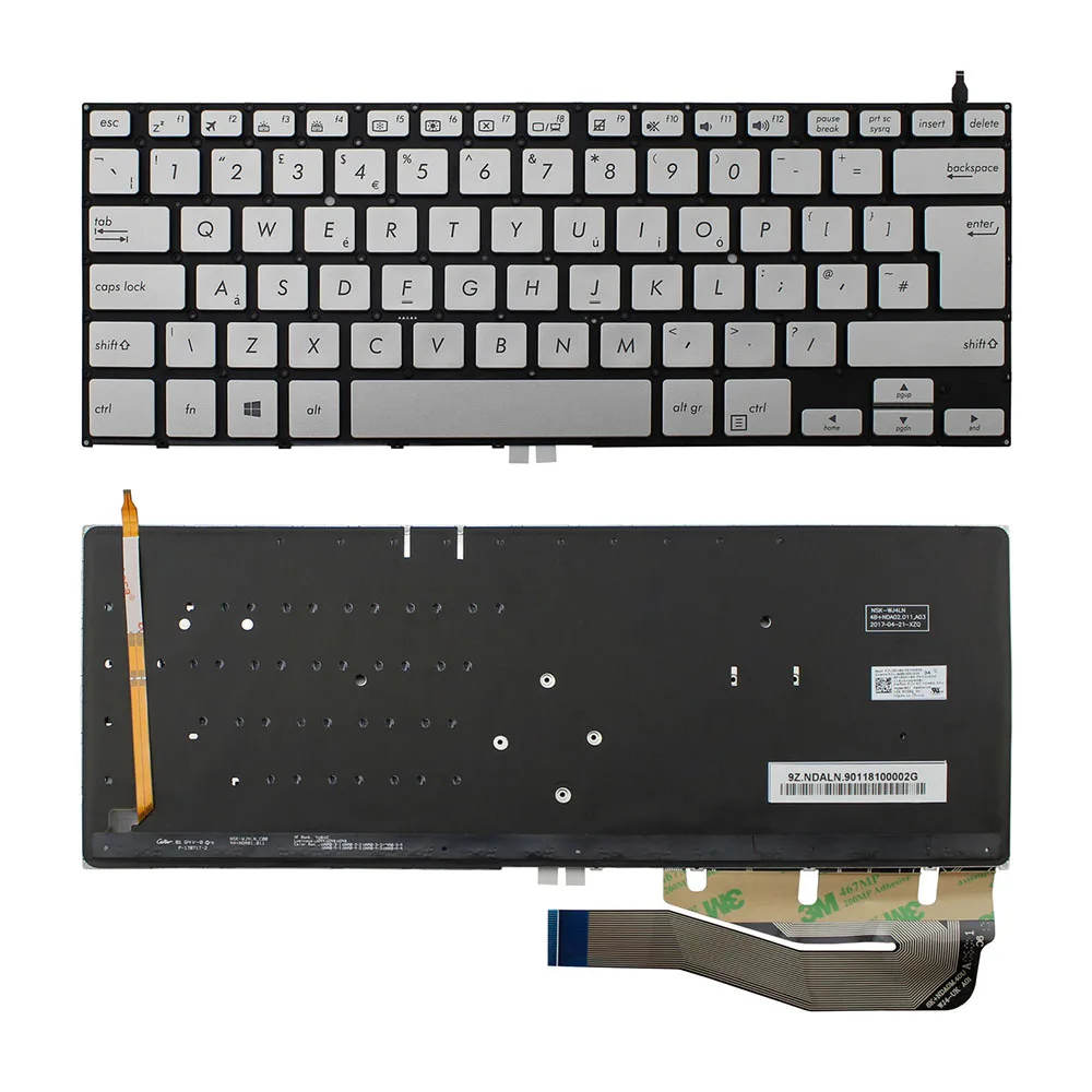 UK Backlit Laptop Keyboard For ASUS Q405UA TP461UA TP461UN UX460 UX460UA Silver