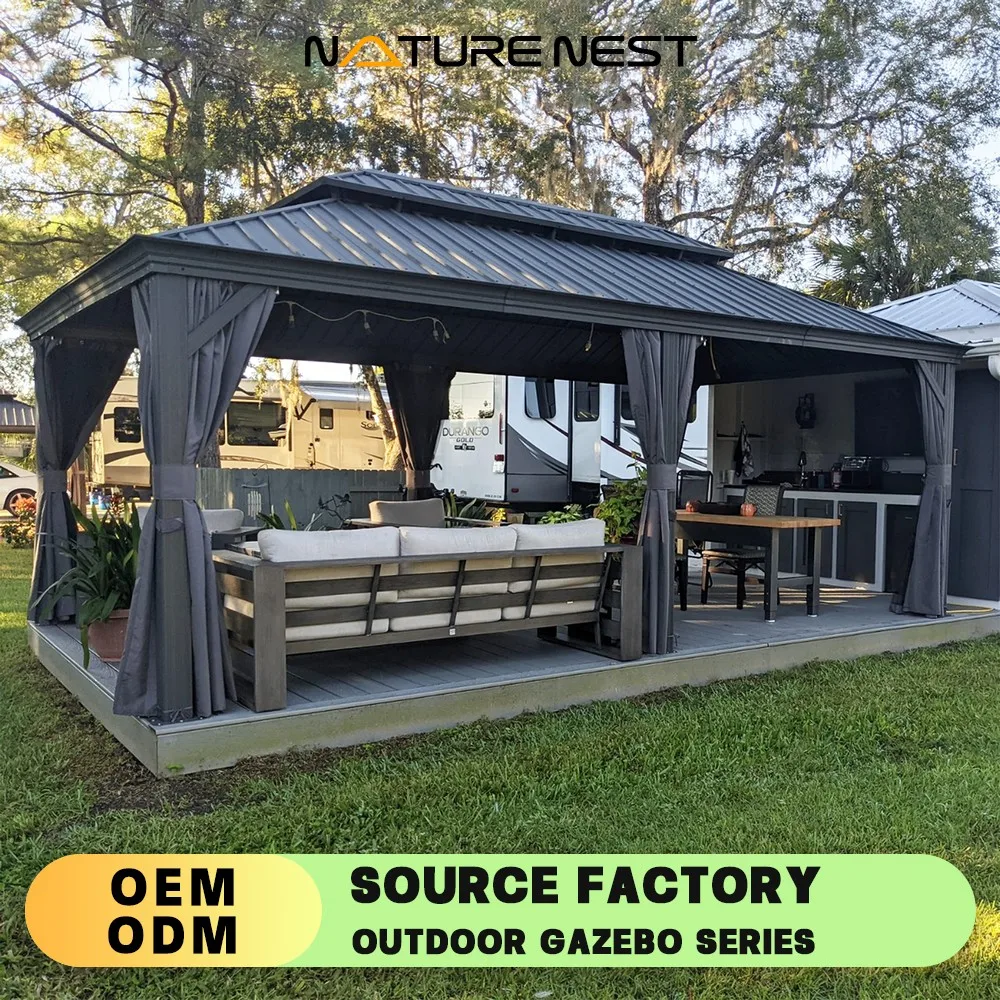 

Gazebo Garden Assembly Sunshade Canopy 12x20 Mobile Yard Awning Aluminum Alloy Pavilion Solar Pergola Courtyard Sun Room