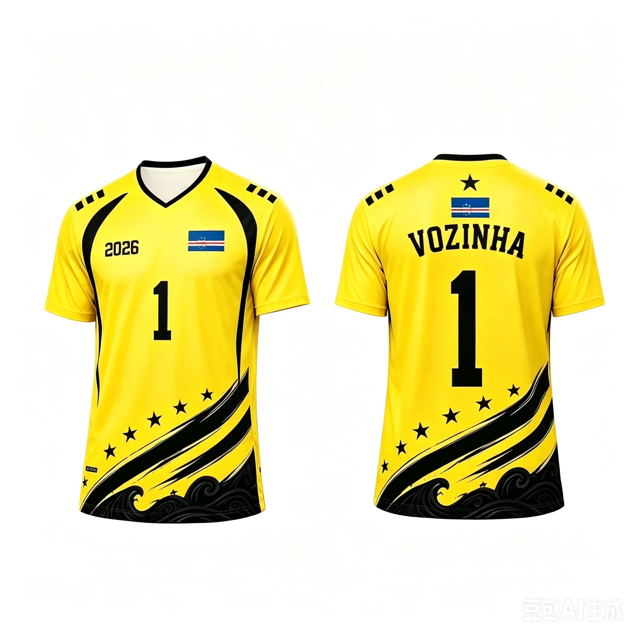 2026 Cabo Verde No.1 Vozinha Football Jersey Soccer Shirt Top Loose Breathable Speed Drying Sportswear Top Adult Kids T-Shirt