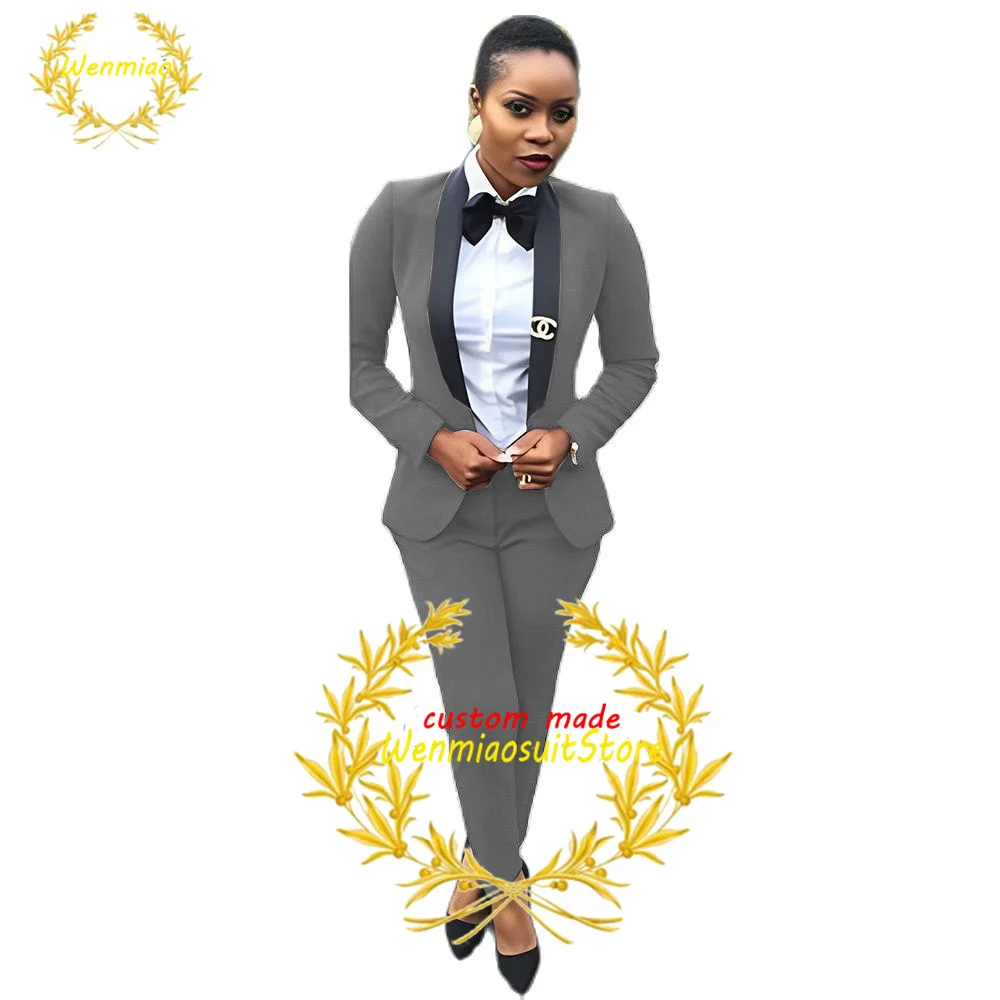 Suit for Women 2 Piece Wedding Party Tuxedo Shawl Collar Jacket Pants Formal Business Workwear Office Lady Blazer Set