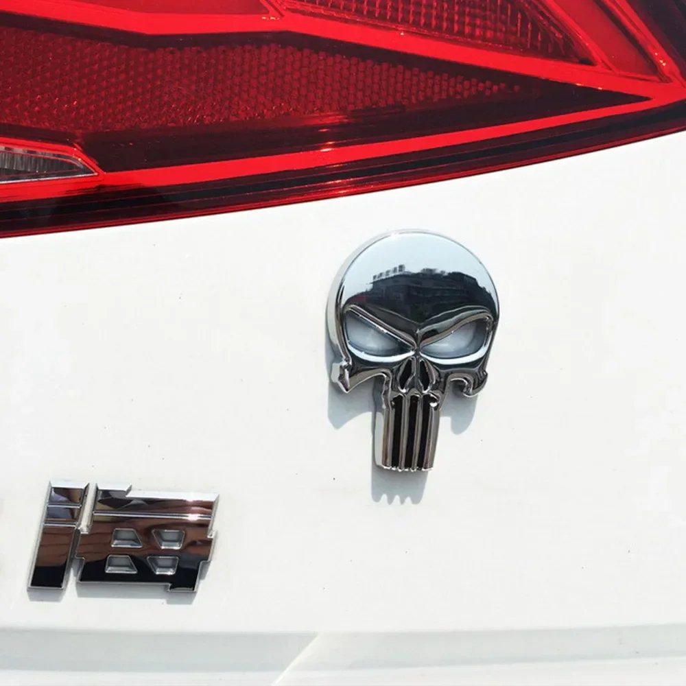 

Metal Motorcycle Emblem Stickers Skull Design Tank Decals Scratch-Resistant Fuel Tank & Side Marker Body Decoration