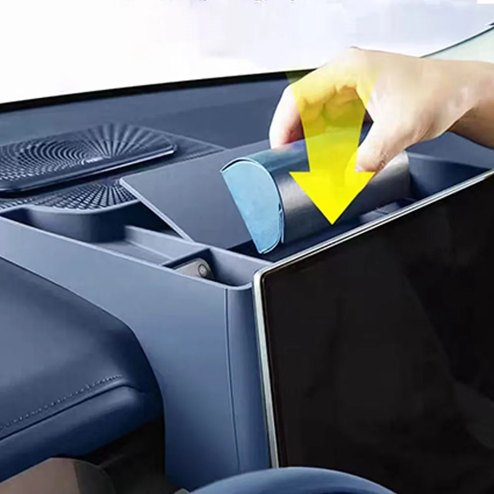 For ZEEKR 9X 2025 2026 Silicone Storage Box Behind Screen With Divided Compartments Essential Car Interior Accessory