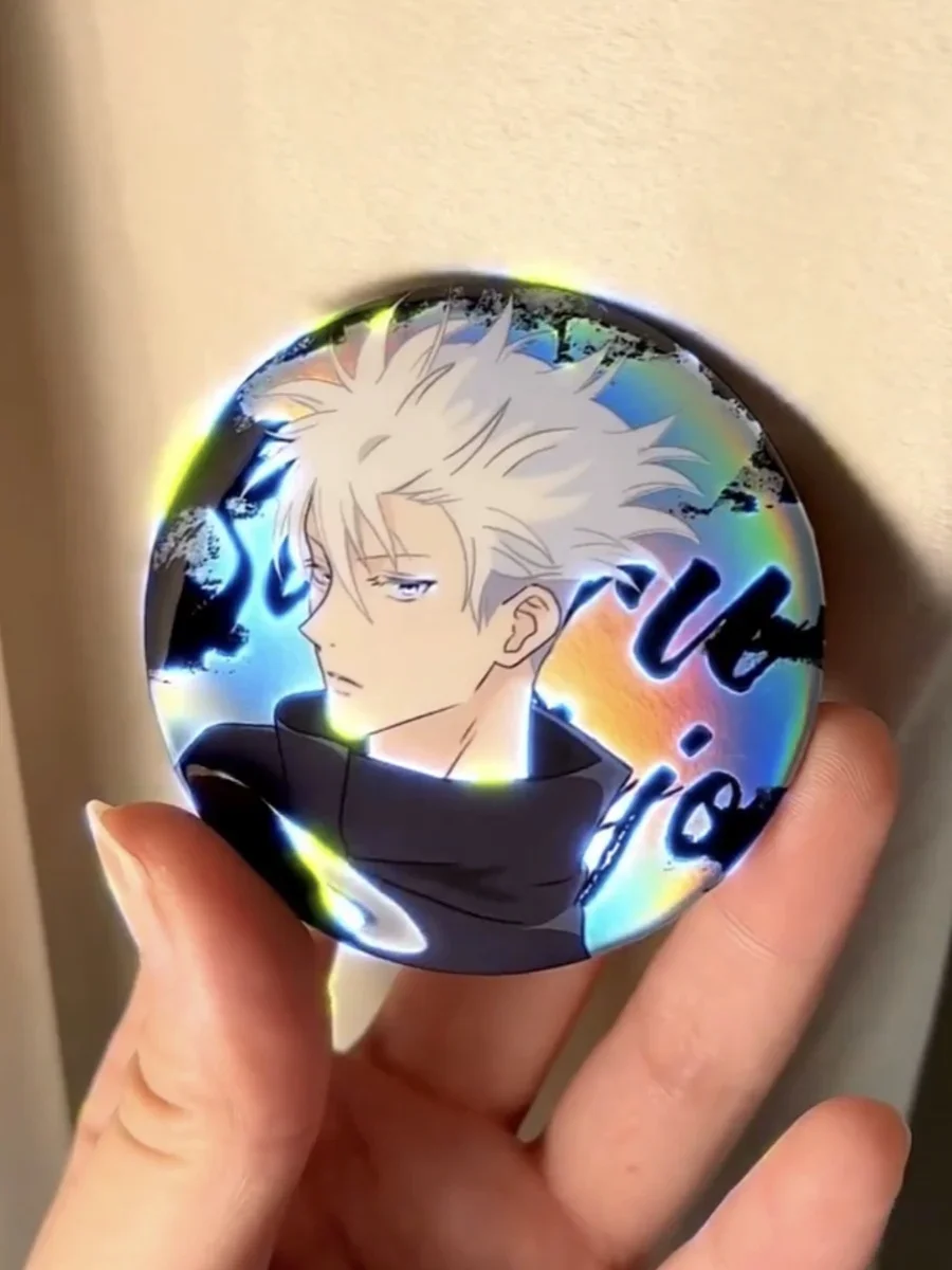 Anime Jujutsu Kaisen Satoru Gojo Cosplay Laser Reflect Light Badge Xmas Birthday Gift Cute Ita-bag Game Cartoon Pendant Decorate