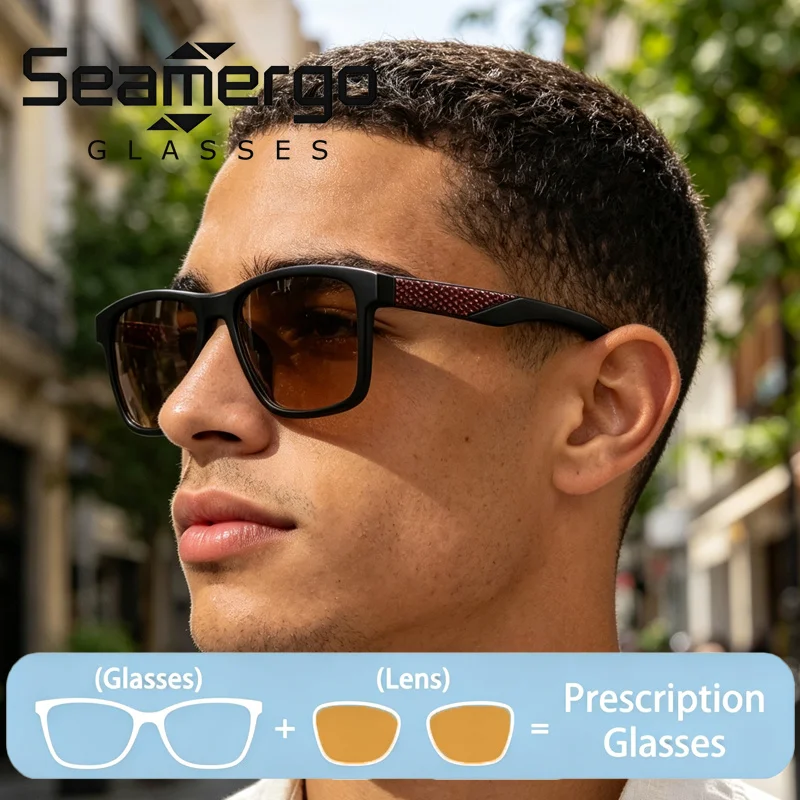 SEAMERGO Unisex Sunglasses Customization Men Women Outdoor Anti-UV Prescription Glasses Eyewear Square Customized Lenses