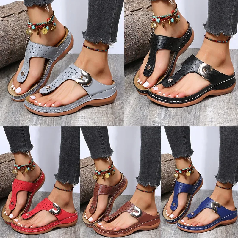 2024 New Women Slippers Summer Ladies Flip-flops Wedges Open Toe Platform Sandals Holiday Casual Slip on Beach Shoes for Women