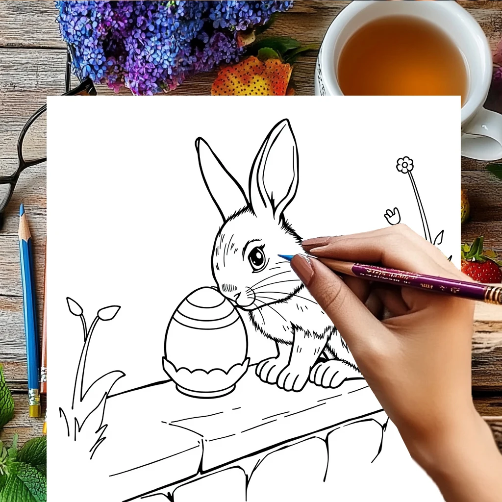 大人向けイースターバニー塗り絵 |   28ページの塗り絵、クリスマスや感謝祭のための画材