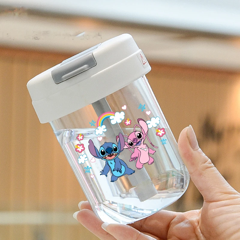 

Stitch Portable Straw Water Cup Boys Girls Summer Mini Cold Coffee Cups Children Cartoon Children's Glass Cup Cute Water Bottle