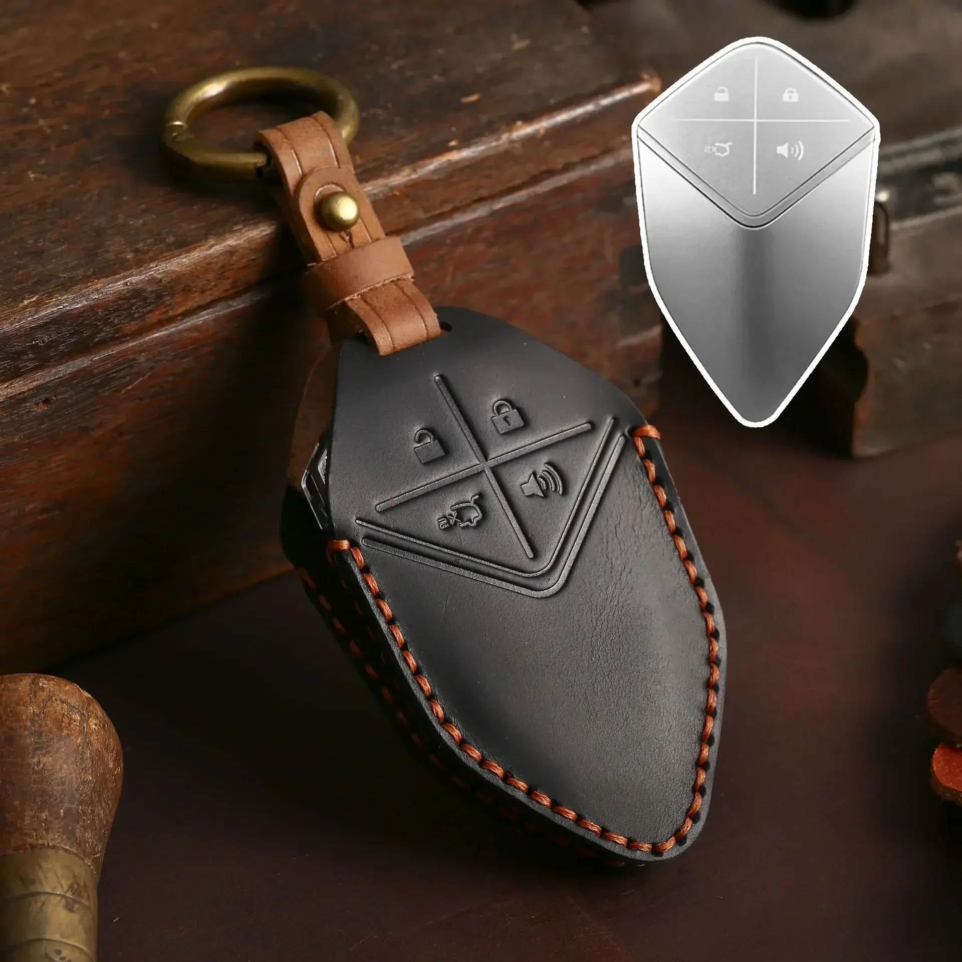 High Quality Key Fob Cover for Changan Deepal SL03 S7 2023-2024 Leather Case UNI-K CS75PLUS UNI-V Remote Protector Set Keychain