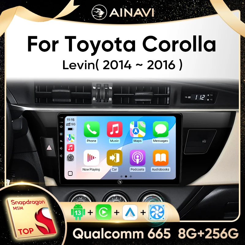 

Автомобильная стереосистема Ainavi для Toyota Corolla 11 E170 E180 2012-2016, мультимедийный плеер, беспроводной Carplay Android, сенсорный экран