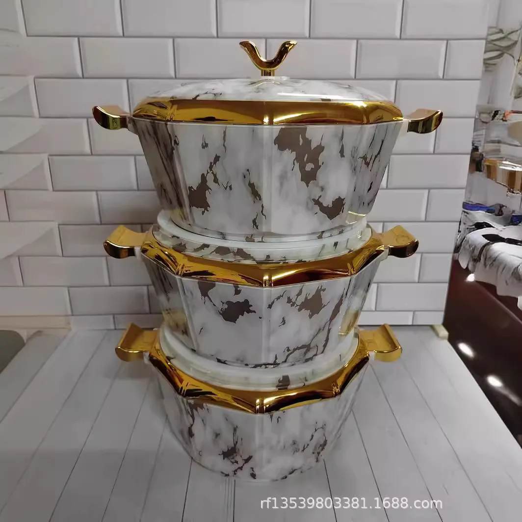 Factory Price Direct Food Warmer Container 3PCS Foreign Trade Octagonal Insulation Box 2L-2.5L-3L