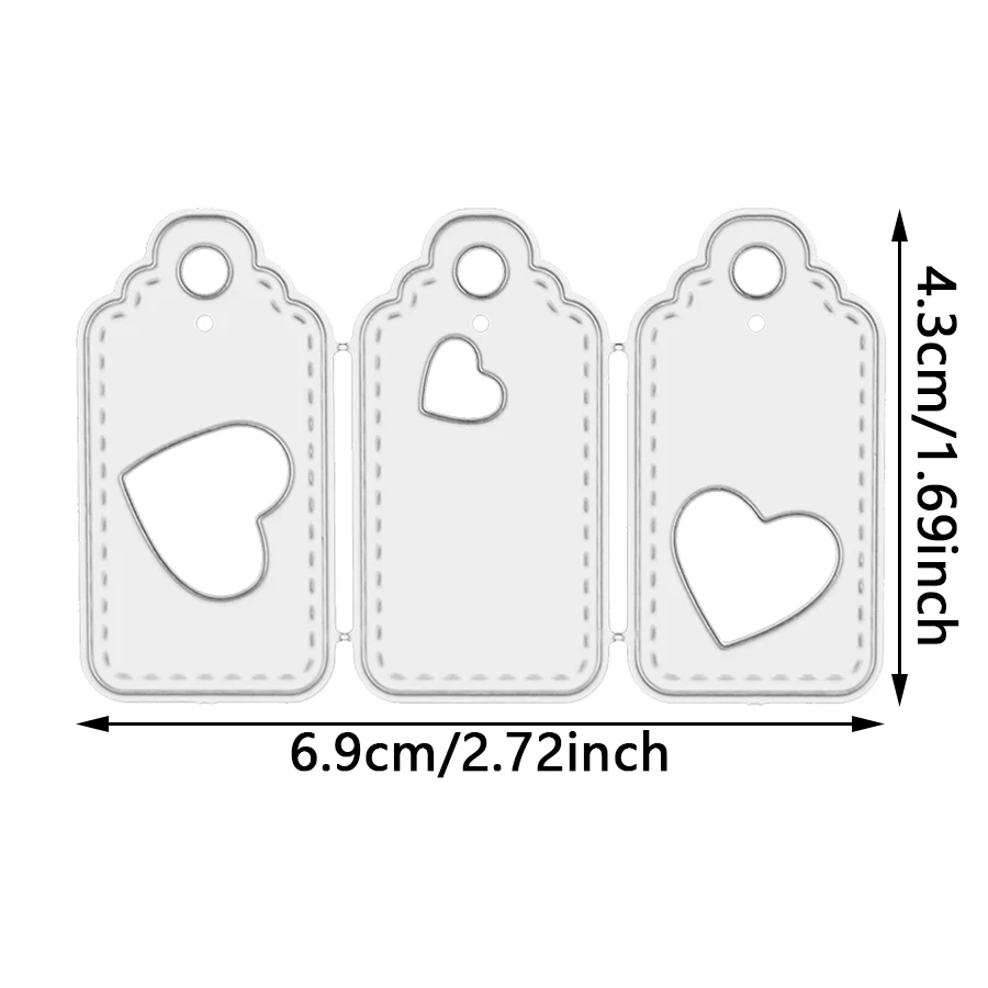 Heart Tags New Arrival 2025 Love Small Label Metal Cutting Dies Cut Scrapbooking DIY Paper Card Album Embossing Medical Supplies