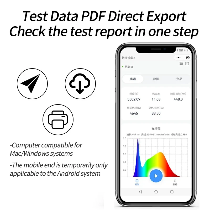 HP330P Spectral Illuminance Meter Light Illuminometer Spectrometer Detector Portable Spectrophotometer Wavelength 380-780 PPFD