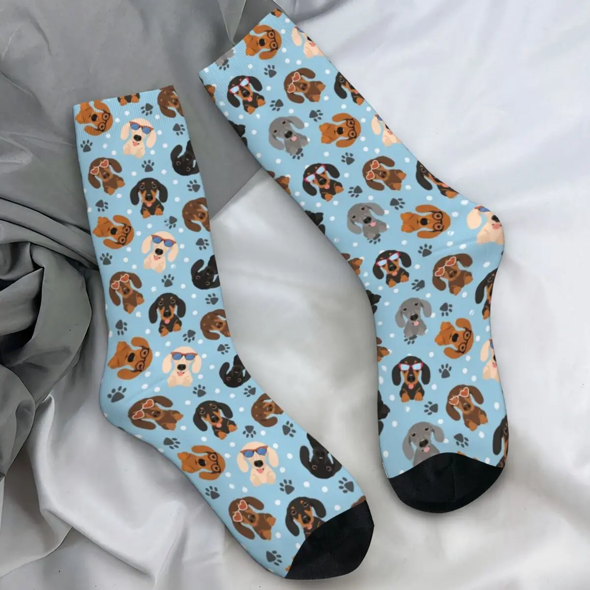 

Носки Happy Dachshund, колбаса, собаки, кавайные чулки с героями мультфильмов, зимние нескользящие носки для пар, мягкие уличные носки с графикой