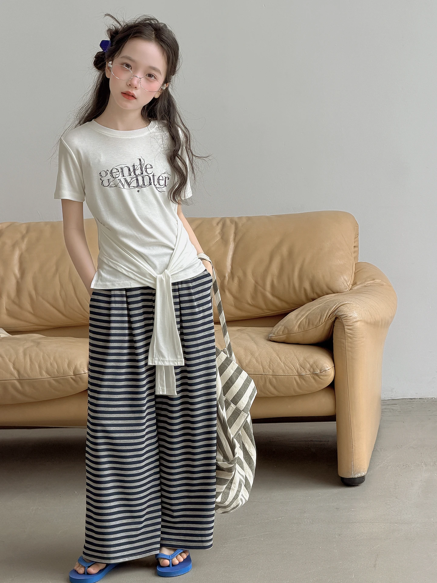 girls-summer-outfit-set-casual-short-sleeve-two-piece-suit-children's-fashionable-clothing-set-for-big-kids-nainsect-brand