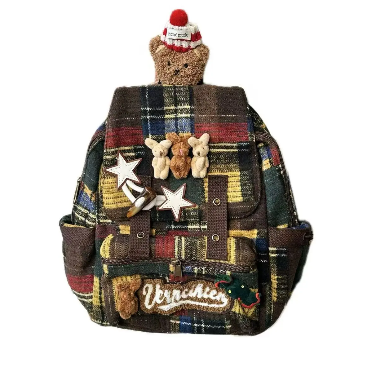 

lovely fluffy Melard color scheme Backpack Women Gothic Punk Spicy Girl bunny Retro Vintage Bag Large Capacity Commuting Tote