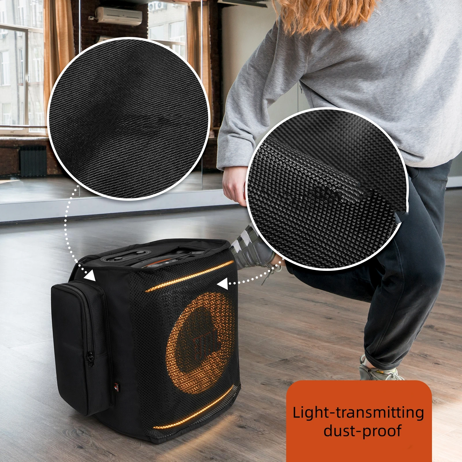 

Dust Cover for JBL Partybox Encore 2, Speaker Sleeve with Side Pocket Microphone Storage Bag for Outdoor Travel Carrying Case