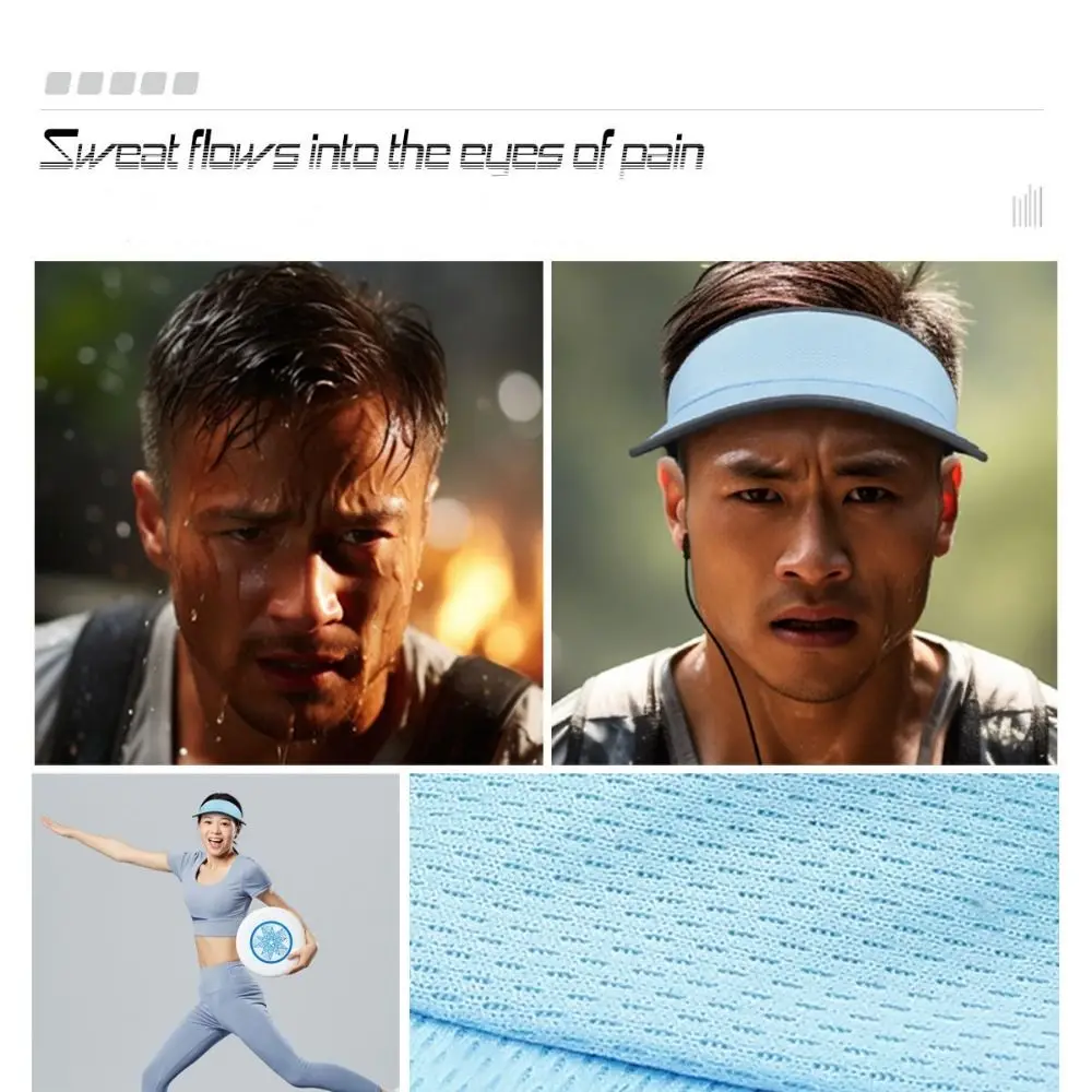 

Beach Hat Mesh Visor Empty Top Cap Sun Protection Sunshade Sunscreen Sun Hat Breathable Adjustable Tennis Hat Running Travel