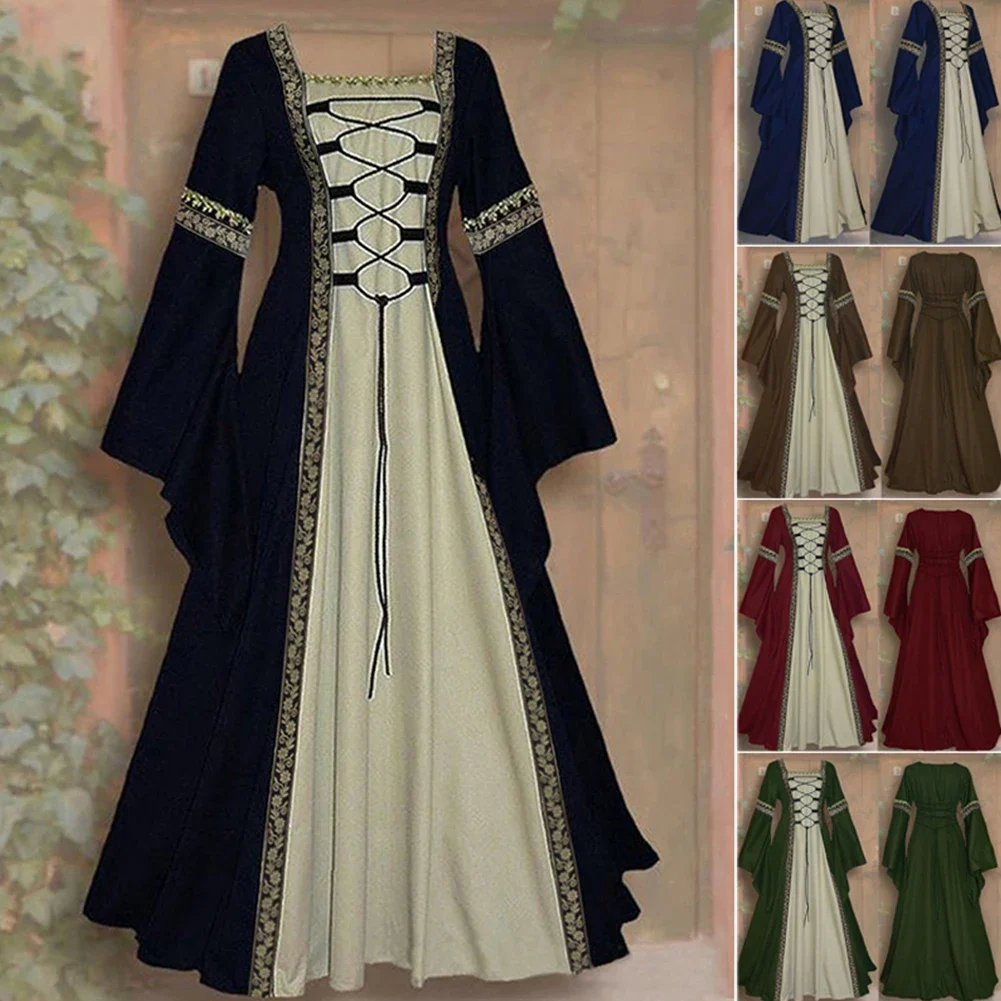تأثيري حزب الزي القرون الوسطى المحكمة اللباس براعة رائعة تأثيري اللباس خمر اللباس فستان من القماش المريح #6