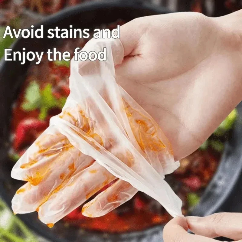 100pcs Disposable Tpe Gloves, Food Grade Thickened Disposable Gloves, Suitable For Cooking Cleaning BBQ Kitchen Things