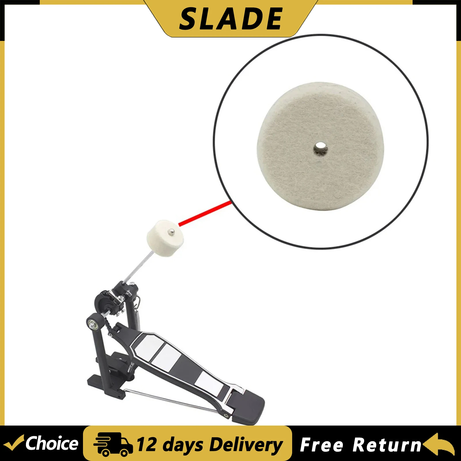SLADE Cabezal de Mazo de Fieltro para Pedal de Bombo de Jazz, Repuesto para Instrumentos de Percusión, Accesorios