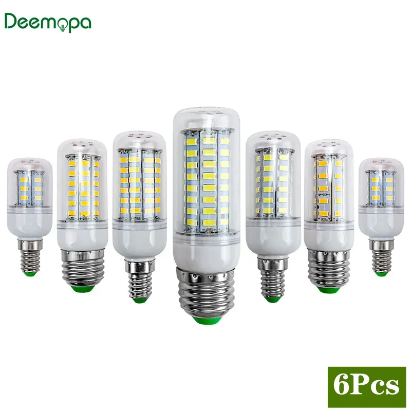 

Лампа светодиодная, 6 шт./лот, E27, E14, 220 В, 5730SMD, 24, 36, 48, 56, 69, 72 светодиода