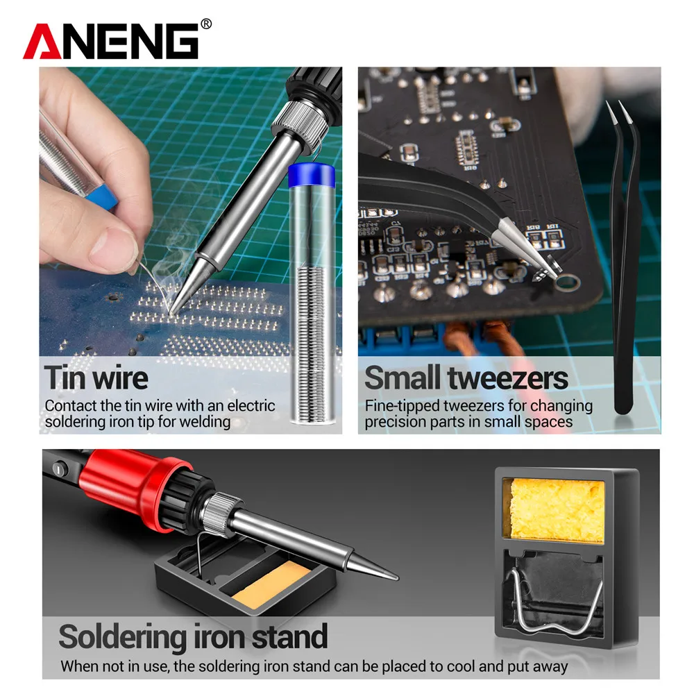 ANENG SL105 Digital Electric Soldering Iron kit Adjustable Temperature Welding Tool Portable Electrocautery Station 110V/220V