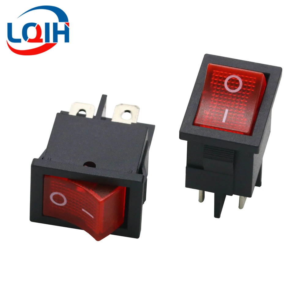 

5PCS 15*21mm KCD1-104 Medium Sized 2-speed 4-foot Red Light Boat Switch Boat Shaped Rocker Power Switch 6A 250V AC10A 125V AC