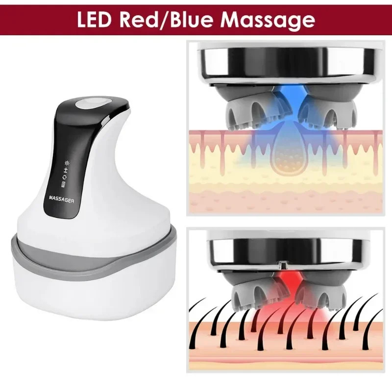 Electric Head Scalp Massage Antistress Relax Body Massage Red Blue Light  Antistress Kneading Head Relieve Scratcher Hair Growth