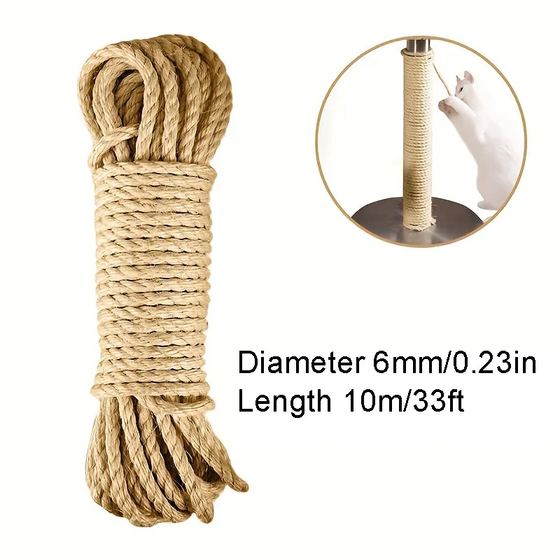 33/66/164ft Natuurlijke Sisal Touw Kat Scratcher Touw Boom Krassen DIY Speelgoed Poot Klauw Meubels Protector krabpaal
