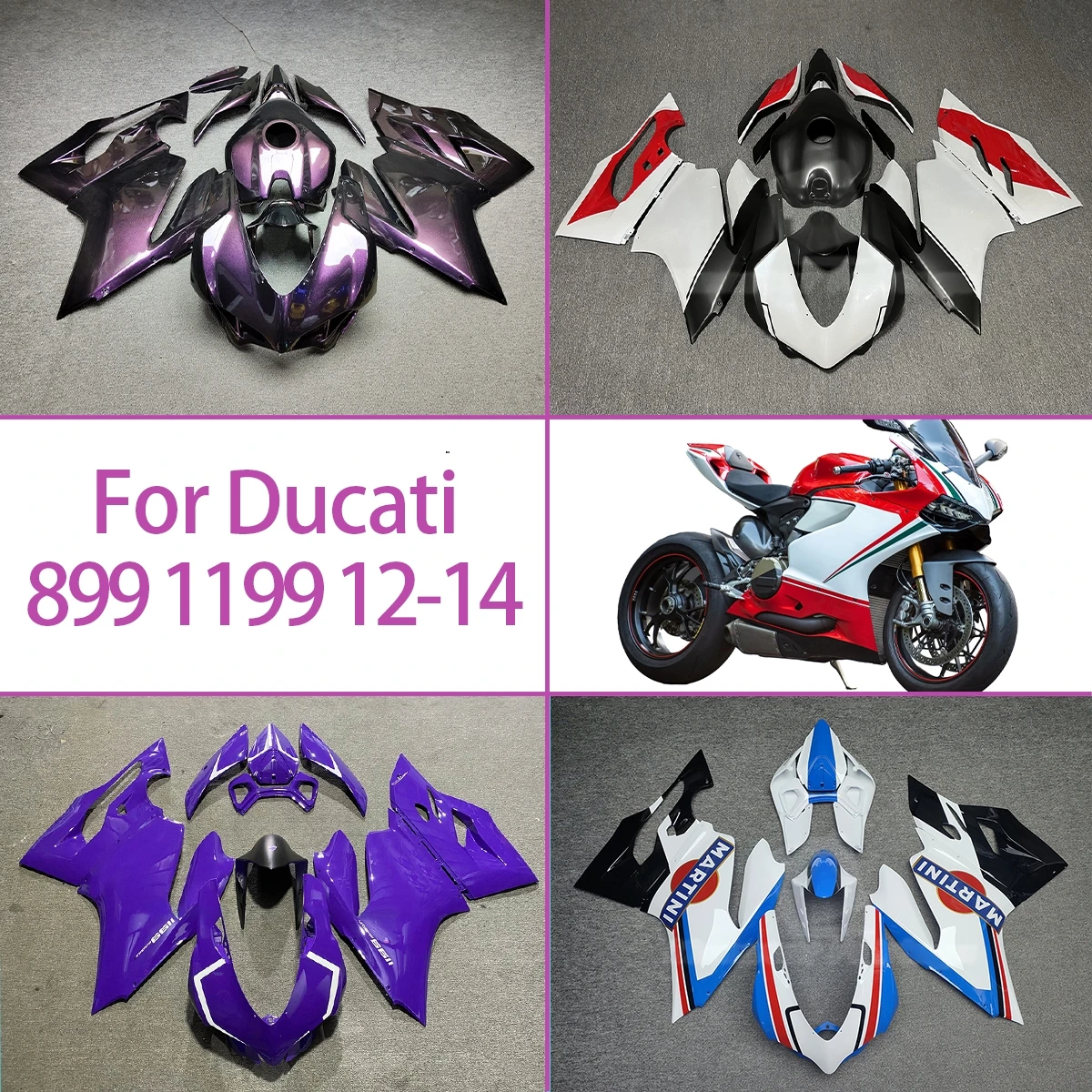 

Полный комплект обтекателей из ABS-пластика с эффектом хамелеона для Ducati 899 1199 2012-2014 годов выпуска, инжекционное литье
