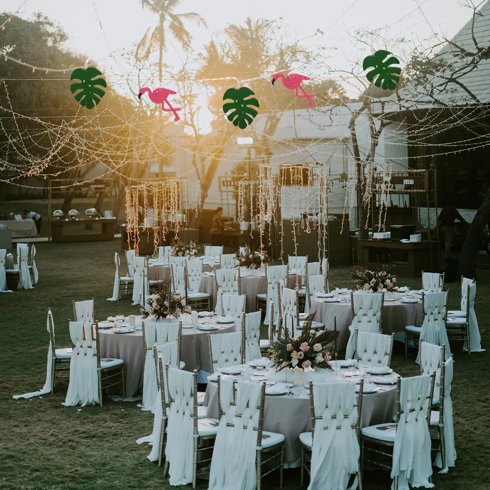 

Светодиодная гирлянда-фламинго, ночник-монстера, декоративная гирлянда для вечеринок, теплые праздничные светодиодные огни