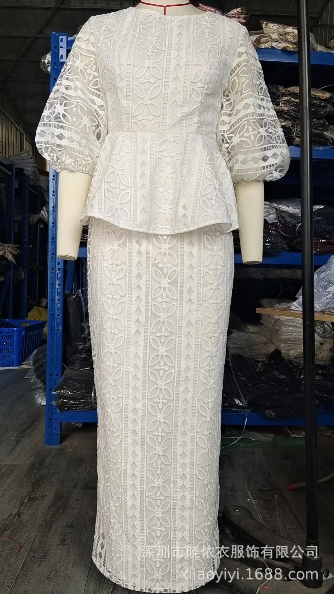 2024 African Party Evening Clothes for Women Spring African 3/4 Sleeve White 2 Piece Top Skirts Matching Sets Africa Clothing