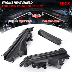 3Pcs Car Engine Upper Compartment Partition Panel Set For BMW X5 X6 E70 E71 E72 51717169419 51717169420 51717169421