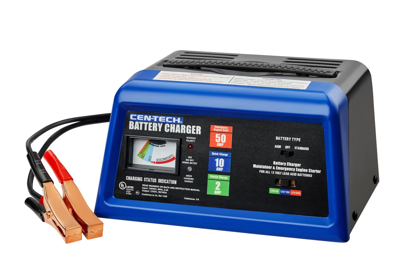 Factory Direct Supply 2/10A 50A 3-Stage Automatic Engine Start Car Battery Charger 6-12V 110V Input Plug OEM Brand 1 Year