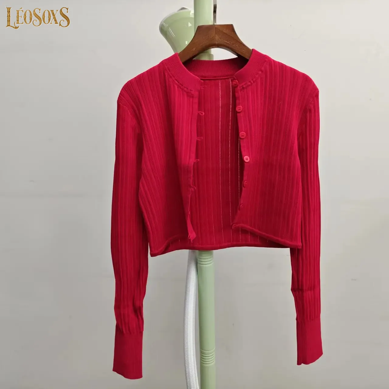 LEOSOXSSpring And Autumn New Style Elegant Long Sleeve Round Neck Thin Button Women's Knitted Sweater Versatile Cardigan Top