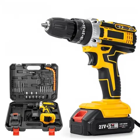 무선 드릴 21V 전동 드라이버 핸드 전동 드릴 전동 공구 세트 다기능 액세서리 박스 포장